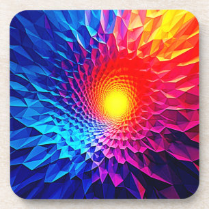 Vibrant Geometric Energy Vortex Art Coaster
