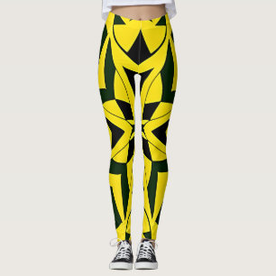 Vibrant Geometric Floral Design Leggings