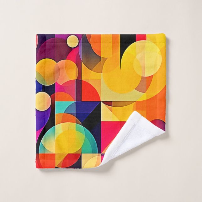 Vibrant Geometric Harmony Bath Towel Set (Wash Cloth)