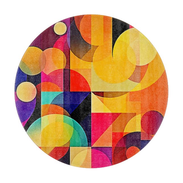 Vibrant Geometric Harmony Cutting Board (Front)