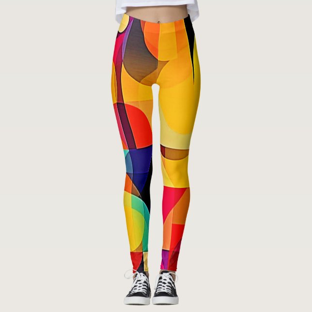 Vibrant Geometric Harmony Leggings (Front)
