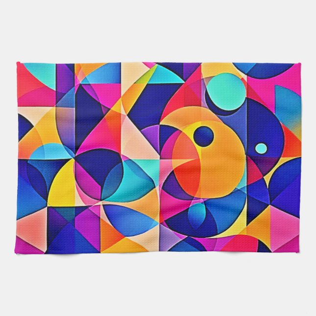 Vibrant Geometric Harmony Tea Towel (Horizontal)