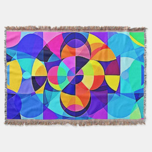 Vibrant Geometric Joy Throw Blanket