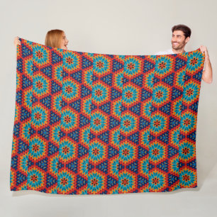Vibrant Geometric Kaleidoscope Fleece Blanket