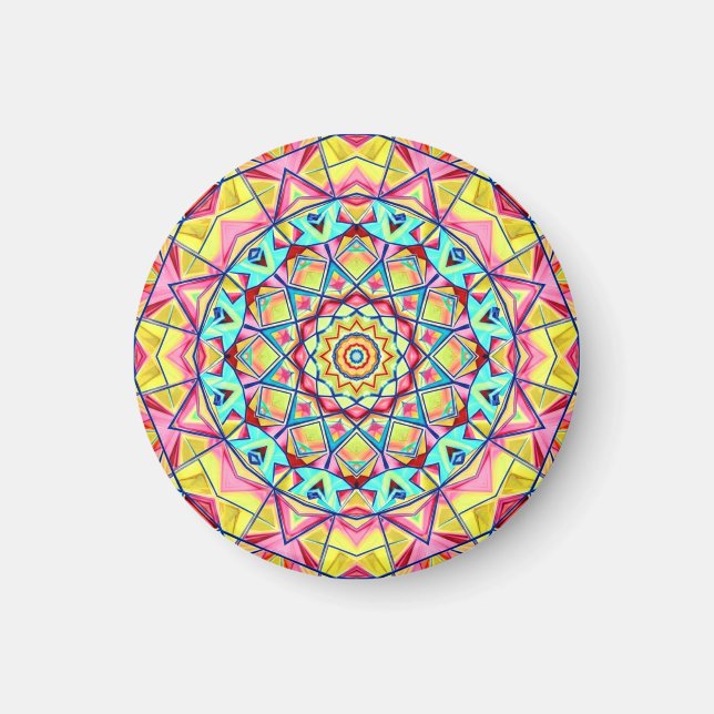 Vibrant Geometric Kaleidoscope Pattern Magnet (Front)