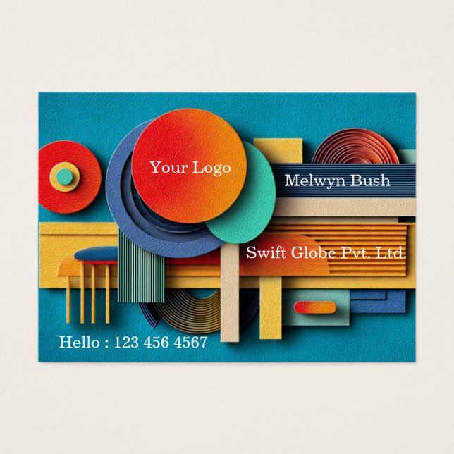 Vibrant Geometric Layered Abstract, Business Cards (Front)