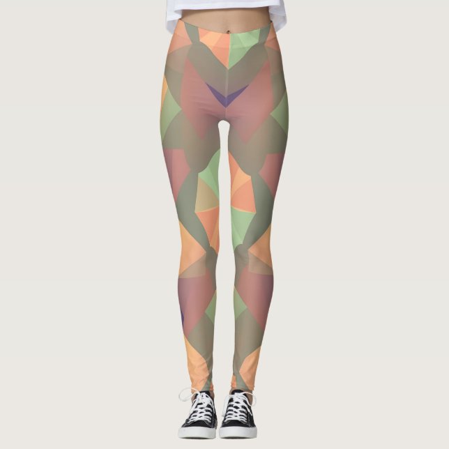Vibrant Geometric Leggings - Artistic Seamless Des (Front)