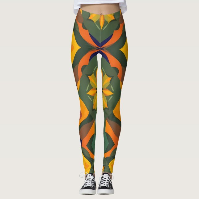 Vibrant Geometric Leggings - Soft Colour Repeat (Front)