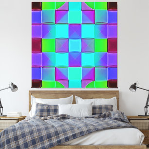 Vibrant Geometric Light Waves Canvas Print