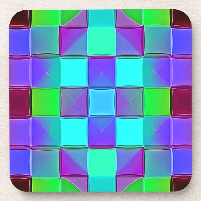Vibrant Geometric Light Waves Coaster (Front)