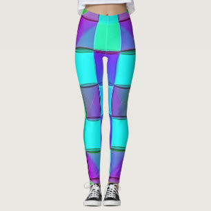 Vibrant Geometric Light Waves Leggings