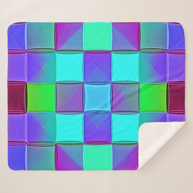 Vibrant Geometric Light Waves Sherpa Blanket (Front (Horizontal))