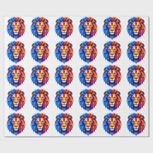 Vibrant Geometric Lion Art T-Shirt Wrapping Paper