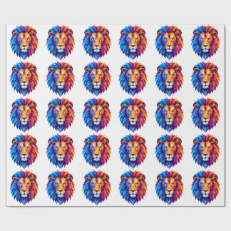Vibrant Geometric Lion Art T-Shirt Wrapping Paper