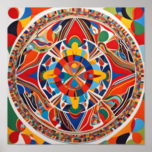 Vibrant Geometric Mandala Art Poster