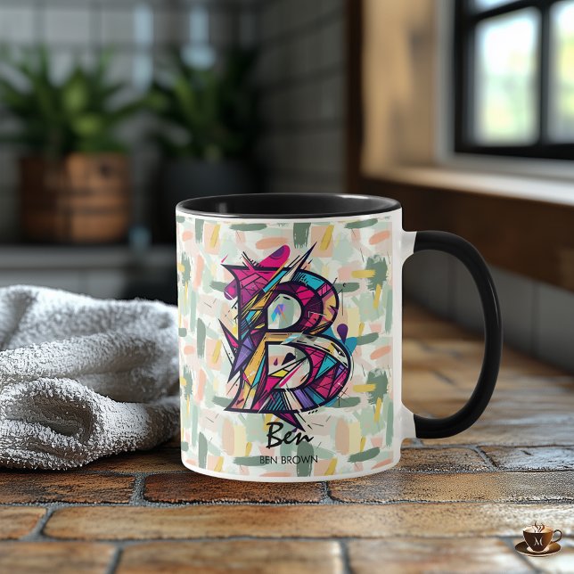 Vibrant Geometric Monogram Mug - B for Ben (Creator Uploaded)