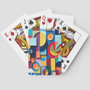 Vibrant Geometric Paper-Cut Mosaic Playing Cards