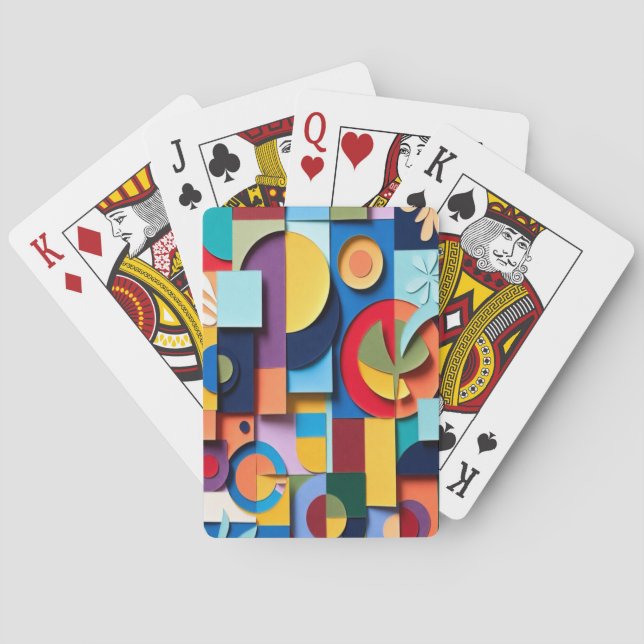 Vibrant Geometric Paper-Cut Mosaic Playing Cards (Back)