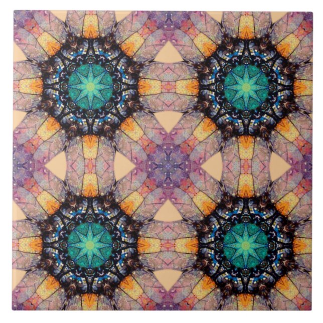 Vibrant Geometric Pattern Bohemian Accent Tile (Front)
