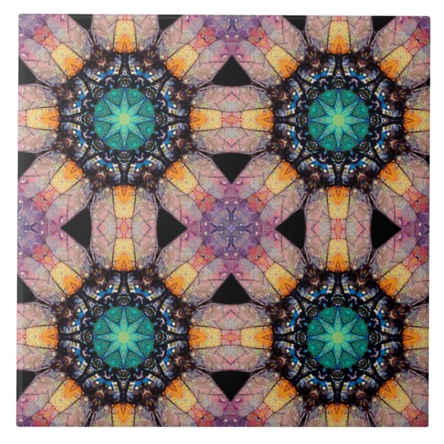 Vibrant Geometric Pattern Bohemian Accent Tile (Front)