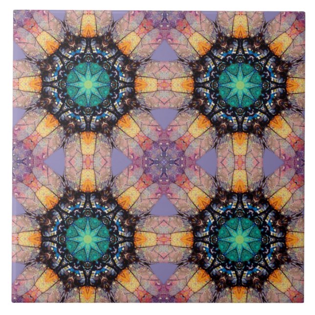 Vibrant Geometric Pattern Bohemian Accent Tile (Front)
