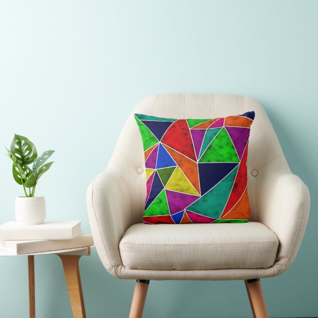 Vibrant geometric pattern cushion (Chair)