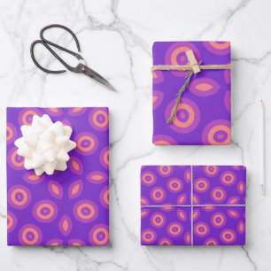 Vibrant Geometric Pattern in Purple and Coral Tone Wrapping Paper Sheet