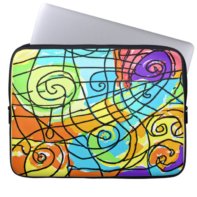 Vibrant Geometric Pattern Laptop Sleeve (Front)