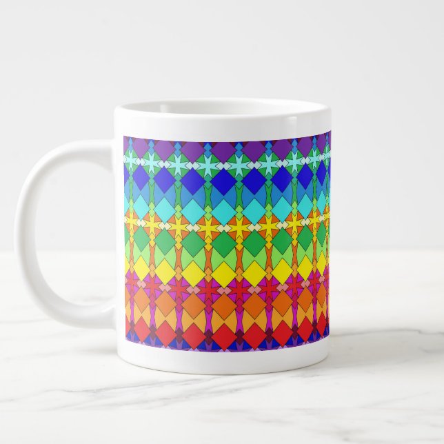 Vibrant Geometric Pattern Large Coffee Mug (Left)