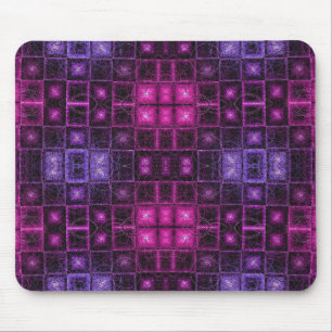 Vibrant Geometric Pattern Neon Purple Pink Cubes Mouse Mat