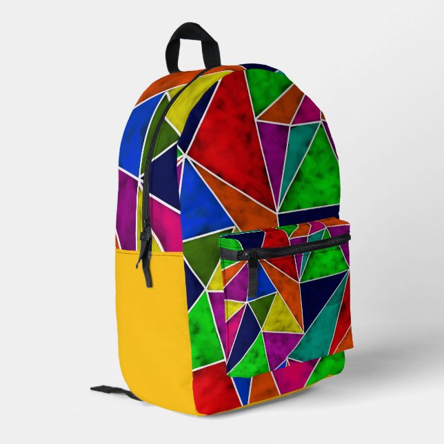 Vibrant geometric pattern printed backpack (Back Corner Left)