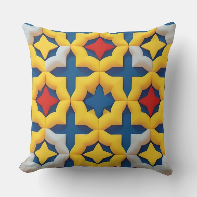 Vibrant Geometric Pattern with Bold Colours Cushion (Front)