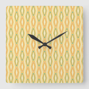 Vibrant geometric pattern with hexagonal shapes square wall clock