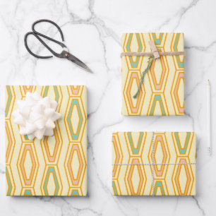 Vibrant geometric pattern with hexagonal shapes  wrapping paper sheet