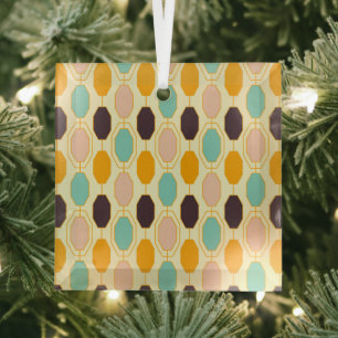 Vibrant geometric pattern with rows of octagonal s glass tree decoration