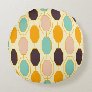 Vibrant geometric pattern with rows of octagonal s round cushion