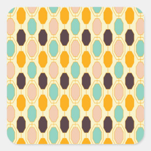 Vibrant geometric pattern with rows of octagonal s square sticker