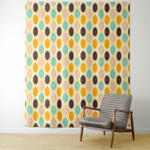 Vibrant geometric pattern with rows of octagonal s tapestry