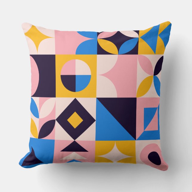 Vibrant Geometric Pop Art Throw Pillow (Front)