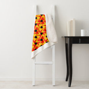 Vibrant Geometric Red and Yellow Pattern Fleece Bl Sherpa Blanket