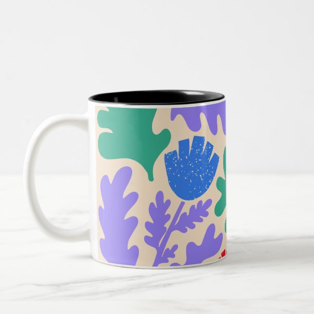 Vibrant Geometric Shapes Pattern  Two-Tone Coffee Mug (Left)