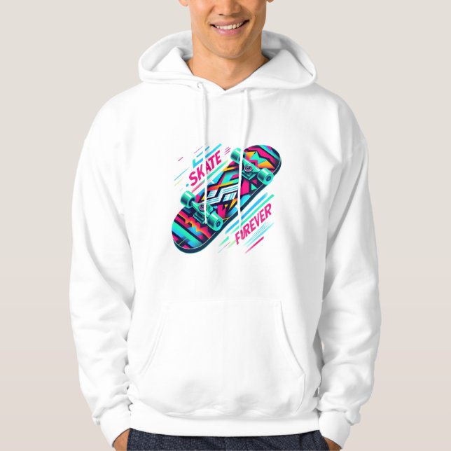 Vibrant Geometric Skateboard T-Shirt - Skate Forev Hoodie (Front)