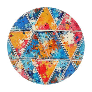 Vibrant Geometric Splash Art Cutting Board
