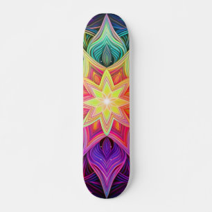 Vibrant Geometric Star Skateboard