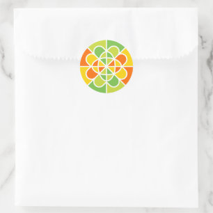 Vibrant Geometric Sunburst Abstract Art Classic Round Sticker