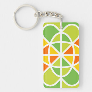 Vibrant Geometric Sunburst Abstract Art Key Ring