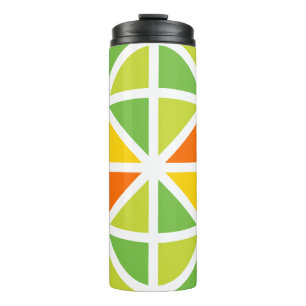 Vibrant Geometric Sunburst Abstract Art Thermal Tumbler