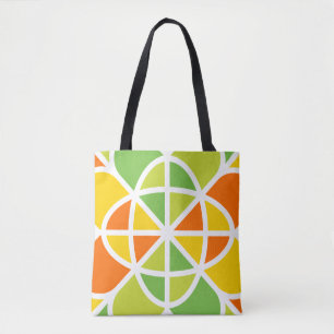 Vibrant Geometric Sunburst Abstract Art Tote Bag