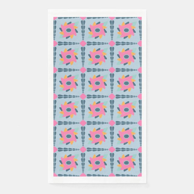 Vibrant Geometric Tile Design Napkin (Front)