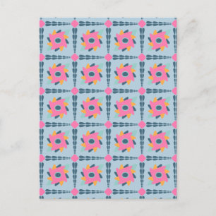 Vibrant Geometric Tile Design Postcard